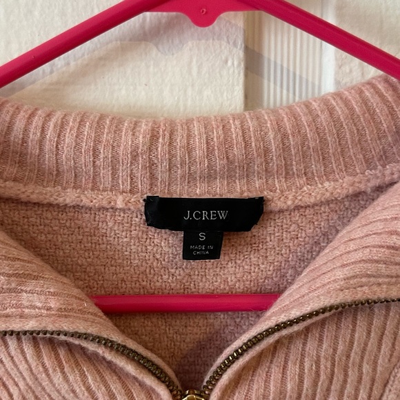 J.Crew Cable Knit Quarter Zip Sweater in Pink Size Small - Picture 3 of 4